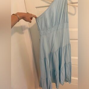 Petal & Pup Blue One-Shoulder Tiered Sundress